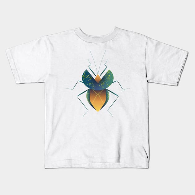 Yellow and blue bug Kids T-Shirt by Léo Alexandre